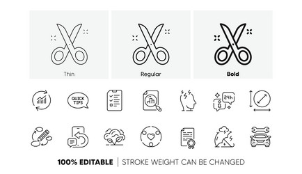 co2 gas update data and scissors line icons vector image