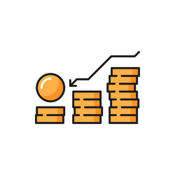 money loss chart isolated coins stack arrow down vector image