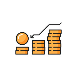 Money loss chart isolated coins stack arrow down vector