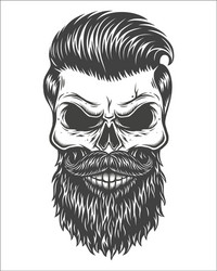 Monochrome Skull with Beard Vector Image