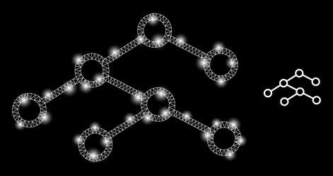polygonal wire frame mesh binary tree with magic vector image