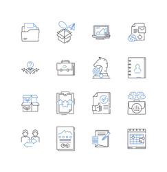 report processing line icons collection vector