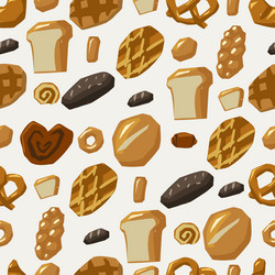 seamless pattern of various bread types waffles vector image