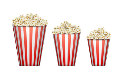 realistic full large medium and small popcorn vector