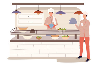 Restaurant staff in kitchen web concept vector