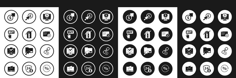 set computer monitor with dollar price tag new vector image
