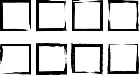 set grunge squares from brush strokes design vector