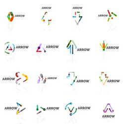 set of linear arrow abstract logos connected vector