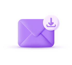 3d envelope and download icon vector