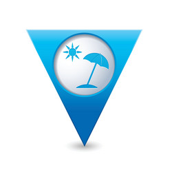 Beach icon map pointer blue vector