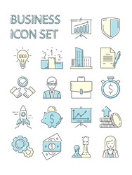 Colored business icon responsive symbols set data vector