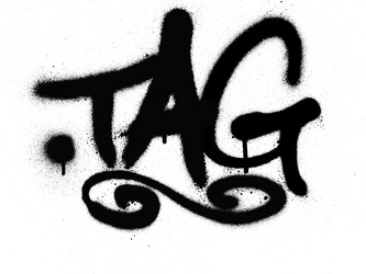 graffiti tag sprayed with leak in black on white vector