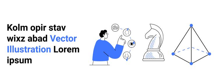 man analyzing abstract diagrams with chess vector image