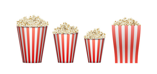 Realistic full large medium and small popcorn Vector Image