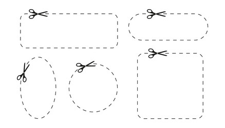 set of scissors icons cutting different shapes vector image