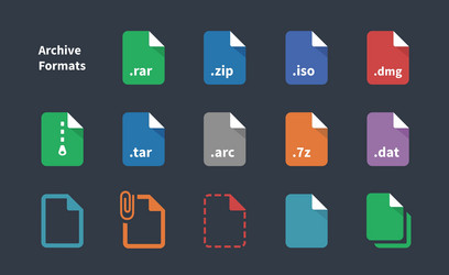Archive File Formats Icons Set vector image