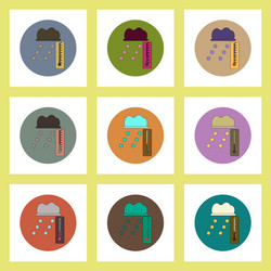 flat icons set of hail and thermometer concept vector image