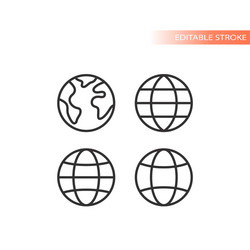 Globe web line icon set vector