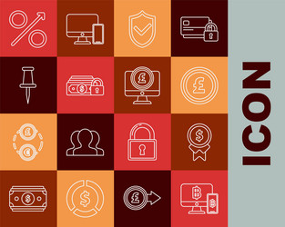 set line computer monitor with mobile phone vector image