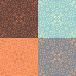 Set of outlined calligraphic seamless patterns vector