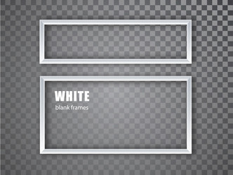 white realistic empty picture frame on transparent vector