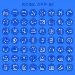 big basic app ui ux and office linear icon set vector image