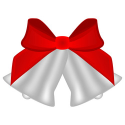 Christmas silver bells with red bow vector