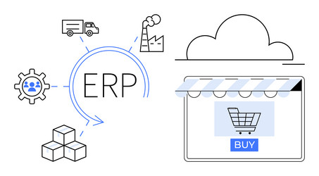 digital transformation with erp systems focusing vector image
