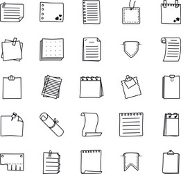 memo pad and notes icon set line style vector image