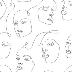 seamless pattern continuous line art vector image