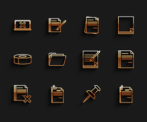 set line delete file document and binder vector image