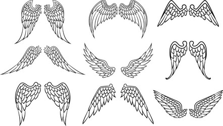 Heraldic wings set Royalty Free Vector Image - VectorStock