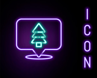 glowing neon line location of the forest on a map vector image