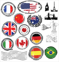 Green grunge oval stamp set Royalty Free Vector Image