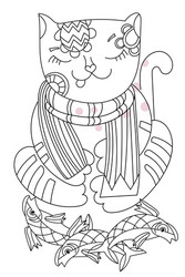 hand drawn doodle outline cat Vector Image