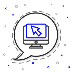 line computer monitor and cursor icon isolated vector image