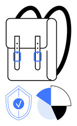 minimalist backpack shield and data chart vector image