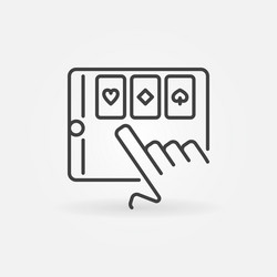 Online poker app on tablet icon in thin vector