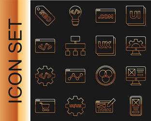 set line ui or ux design web development site map vector image