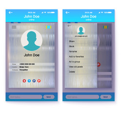 ui of mobile app page profile and sidebar menu vector image