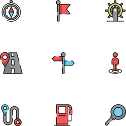 bundle maps and navigation icons vector image