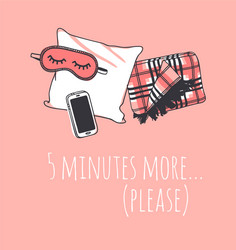 hand drawn objects about sleep routines and text vector image
