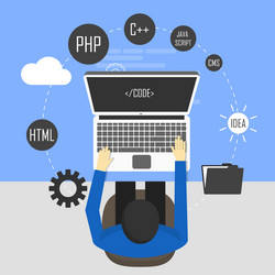 Programmer Workspace - Coding & Development vector image