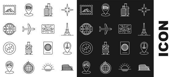 set line coliseum in rome italy map pointer vector image