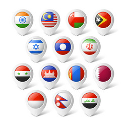 Asian Map Markers with Flags vector image