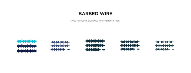 barbed wire icon in different style two colored vector image