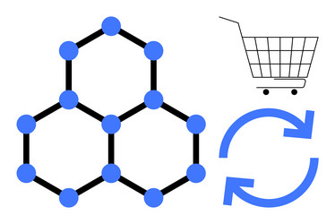 blue network structure shopping cart and refresh vector image