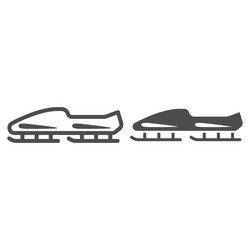 bobsleigh sled line and solid icon winter sport vector