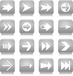 gray arrow sign rounded square icon web button vector image