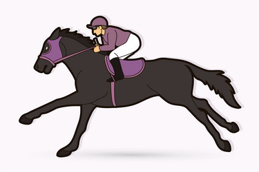 Jockey Riding Horse Cartoon Vector Image